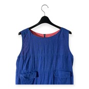 ZYGA Lin’n Laundry リネン100% ズィガ ラン ランドリー ノースリーブ チュニック ワンピース 42/L/ブルー×ピンク/リトアニアリネン