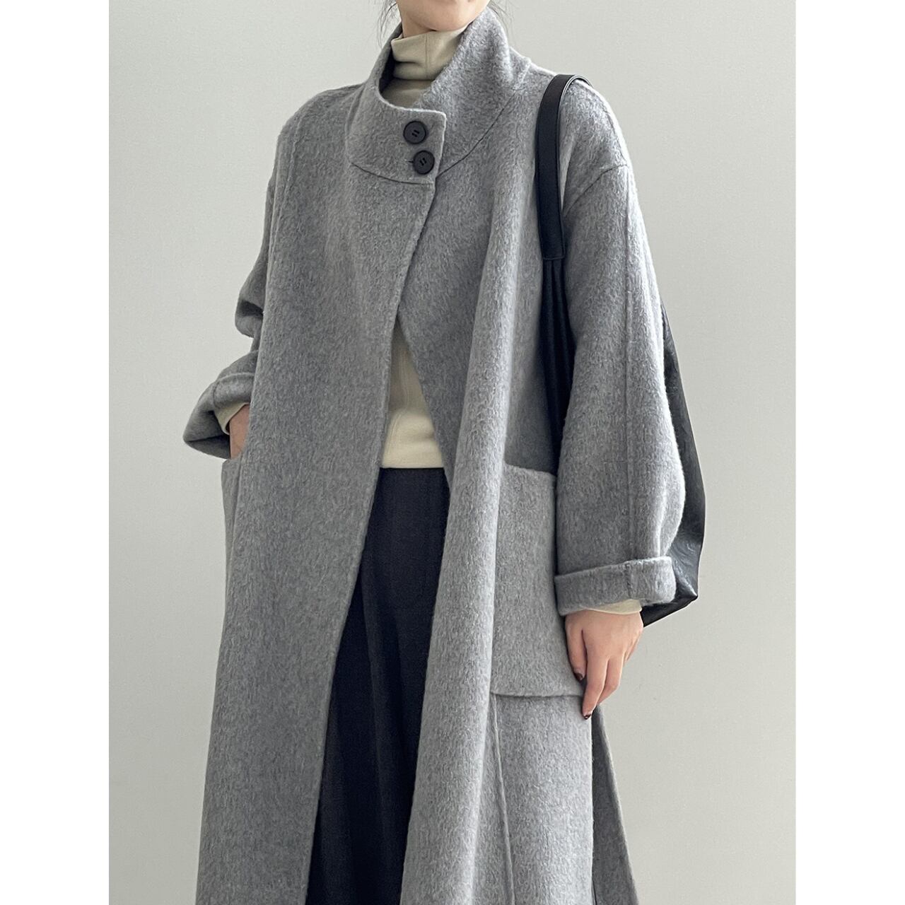 stand collar wool coat A-00500