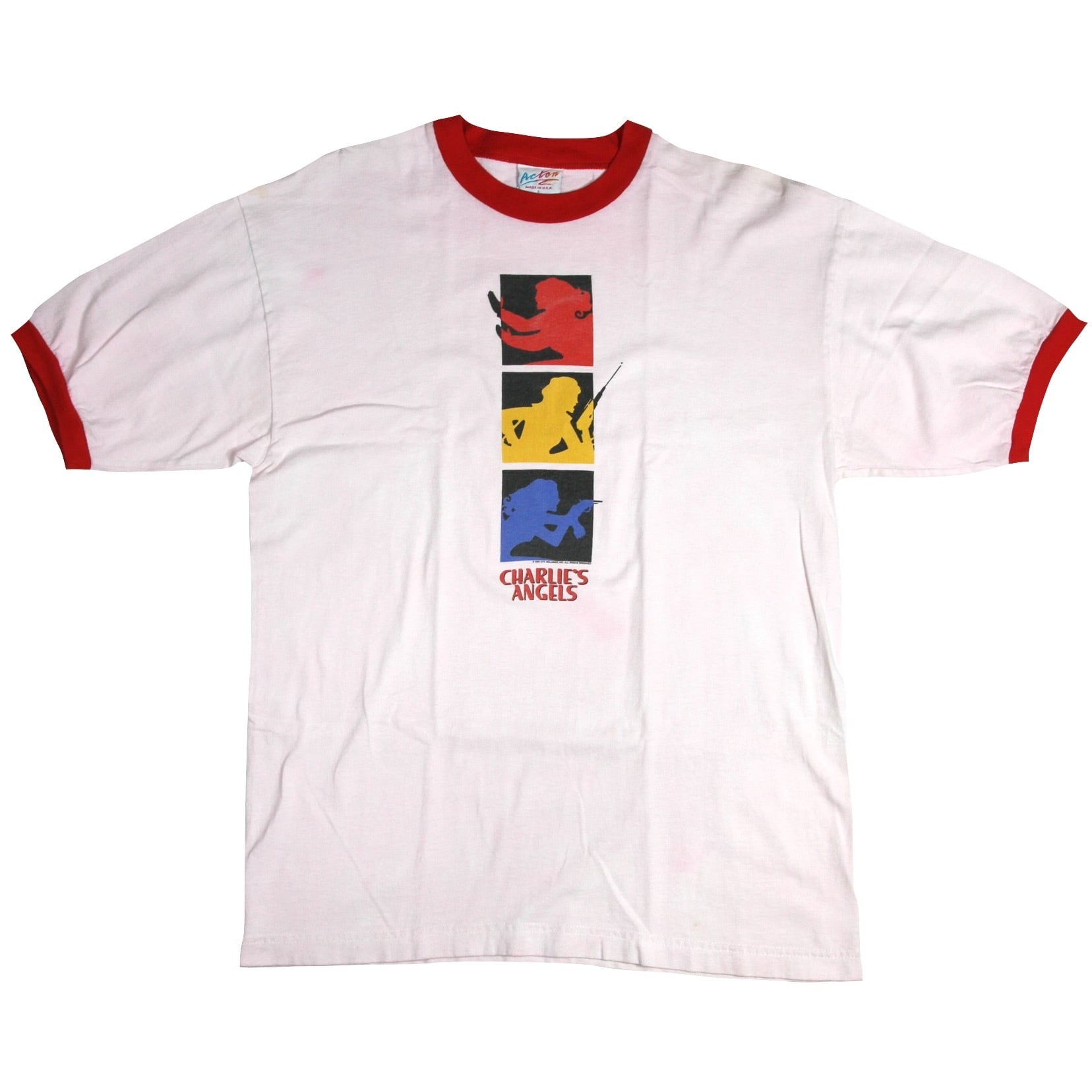 USED【L】Vintage 90s TV Drama Charlie's Angels Ringer Tee / ACTON ©️1995