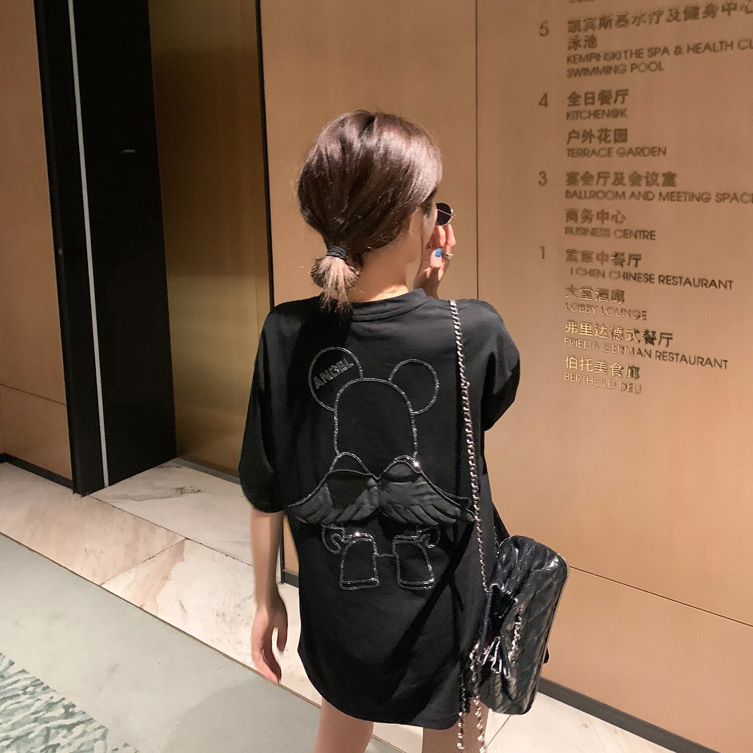 スプリングサマーTシャツ ルーズブラックトップス 春物 夏物 6Du_Shop_Women20729620162