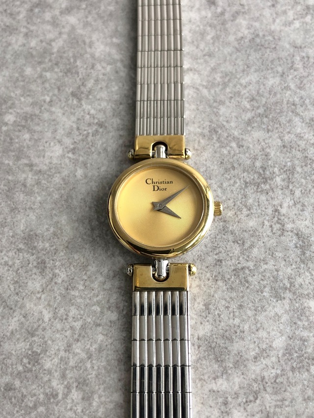 Christian Dior クリスチャン ディオール 腕時計 シルバー×ゴールド ロゴ ステンレススチール クォーツ 3025 vintage ヴィンテージ オールド ngmhnw