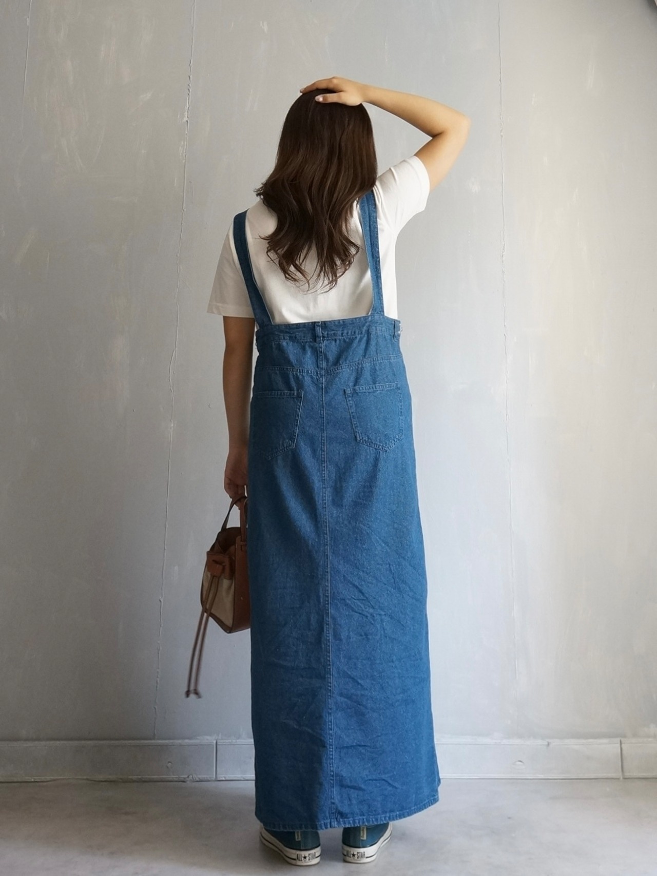 denim salopette／Indigo