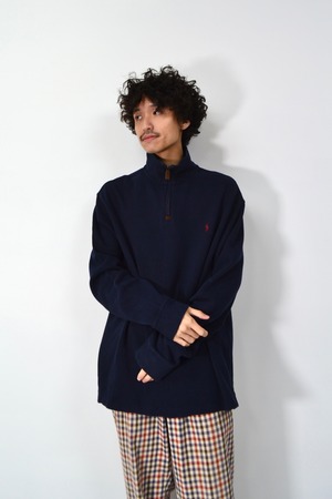 POLO RALPH LAUREN half zip cotton knit sweater