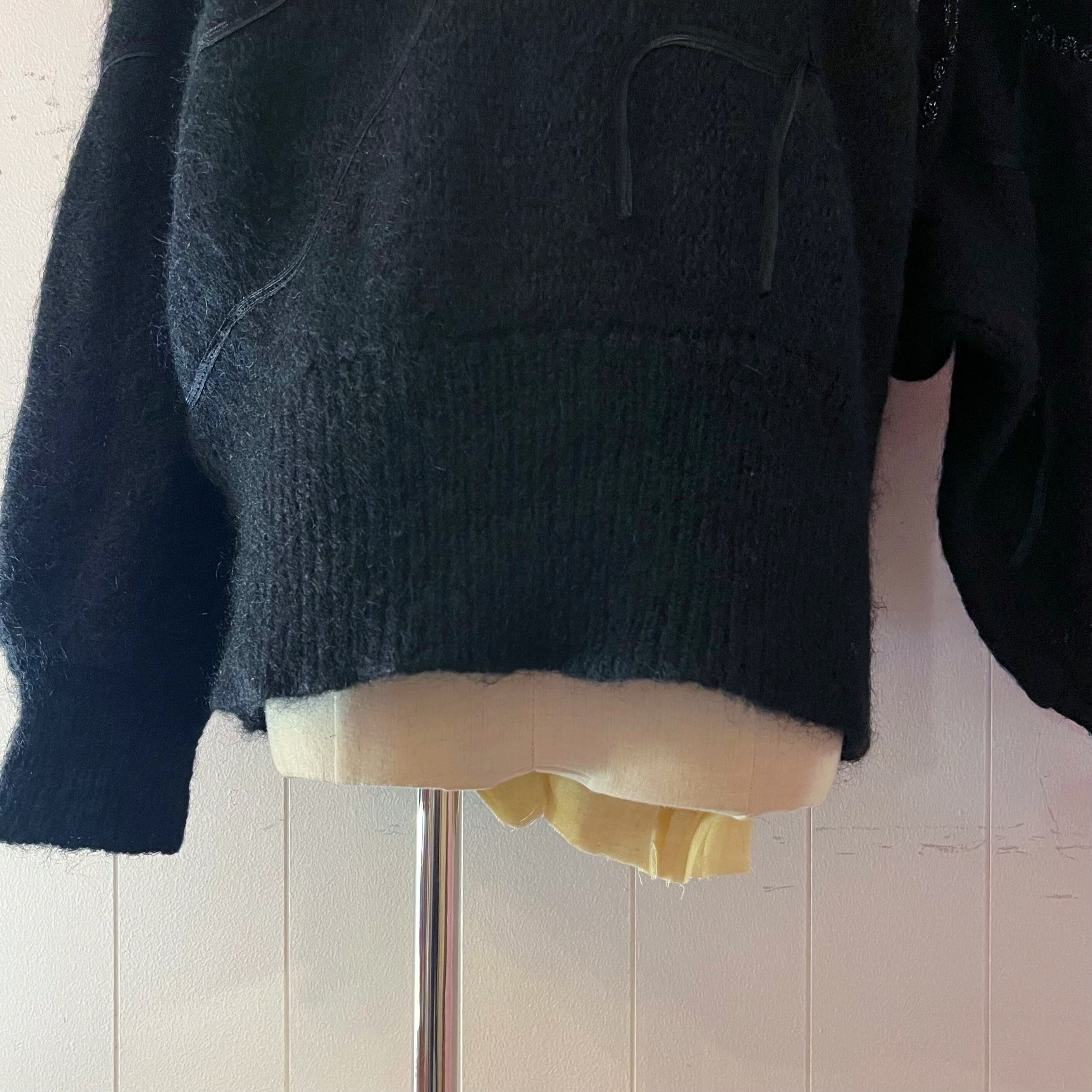 beads flower black dolman sweater