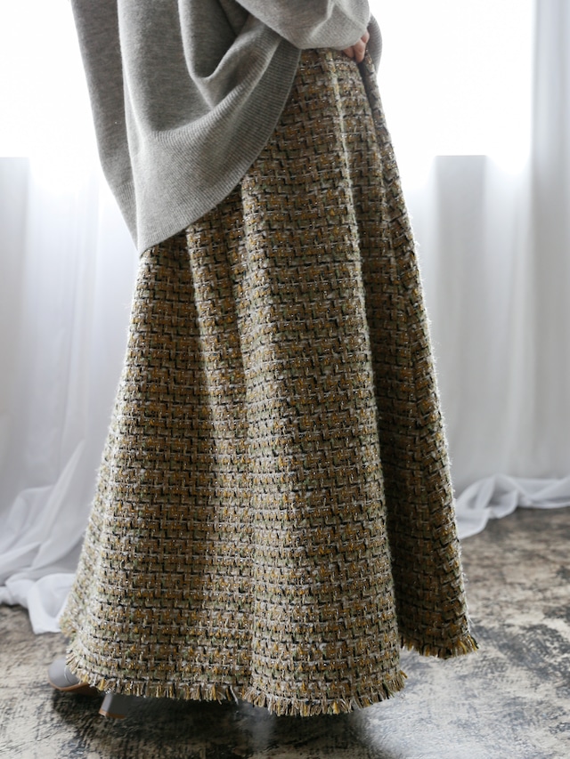 tweed volume long skirt（yellow）