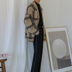 格子柄ニットカーディガン　MT0080370