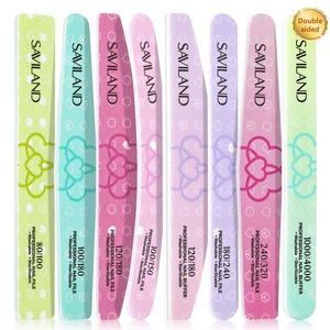 【努力特価】Saviland ネイルファイルセット 16本セット 爪やすり プロ 爪磨き ジェルネイル用 ネイルバッファー アクリルネイル/ナチュラルネイル用 エメリーボード マニキュアキット 100/180-4000 グリッド 両面仕様 スポンジクッションツール ネイルケア ギフト