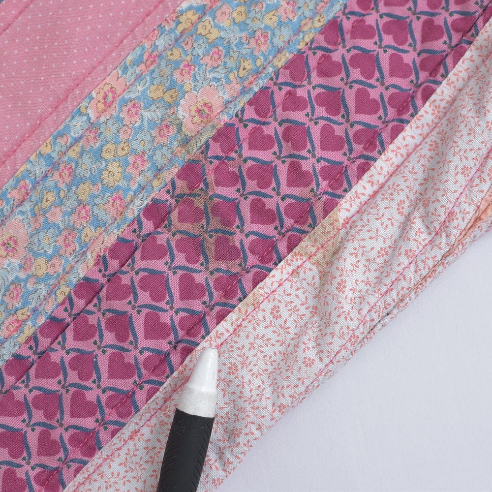 Vintgae ハンドメイド 小花柄 パッチワーク デザイン ノーカラー Vintgae ハンドメイド 小花柄 パッチワーク デザイン ノーカラー