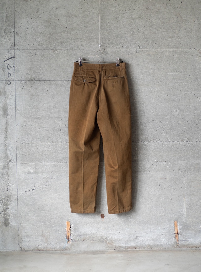 unknown 1990s Brown twill shadow stripe trousers