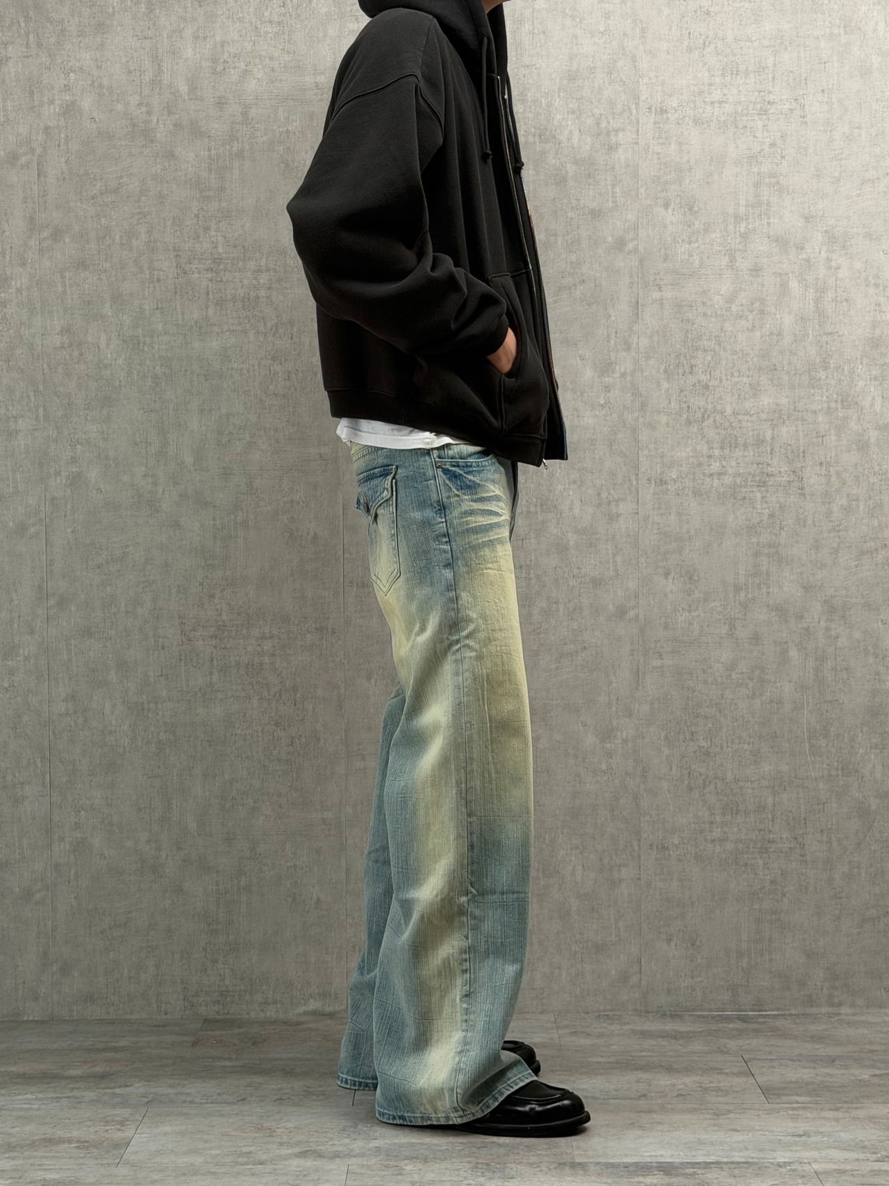Yellow Blue Semi Wide Denim