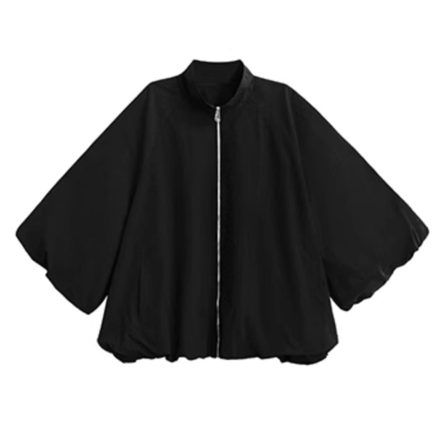 Stand collar balloon sleeve oversized jacket C1013