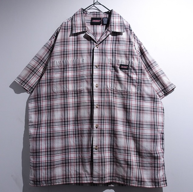 00s “Dickies” Multicolor Madras Check Open Collar Shirt