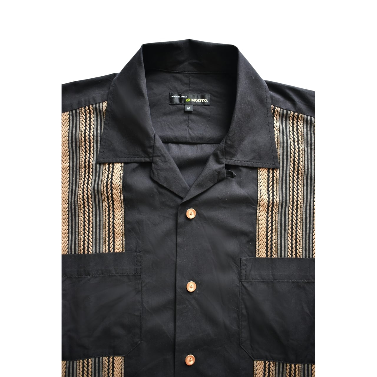 MOJITO　アブサンシャツ　リネンシャツ　ストライプ　日本製 MOJITO / ABSHINTH SHIRT Bar.2.0 Double Stripe - アブサンシャツ