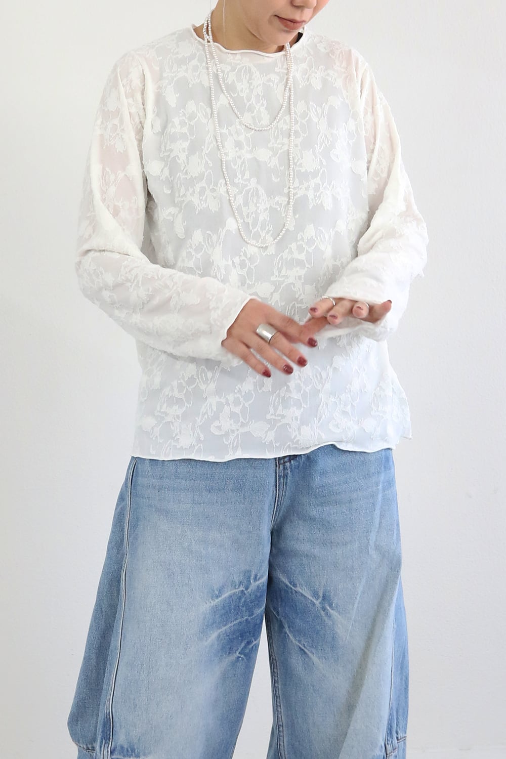 フラワーシアーロングスリーブトップ / SHEER LONG SLEEVE TOP(25P32005K)