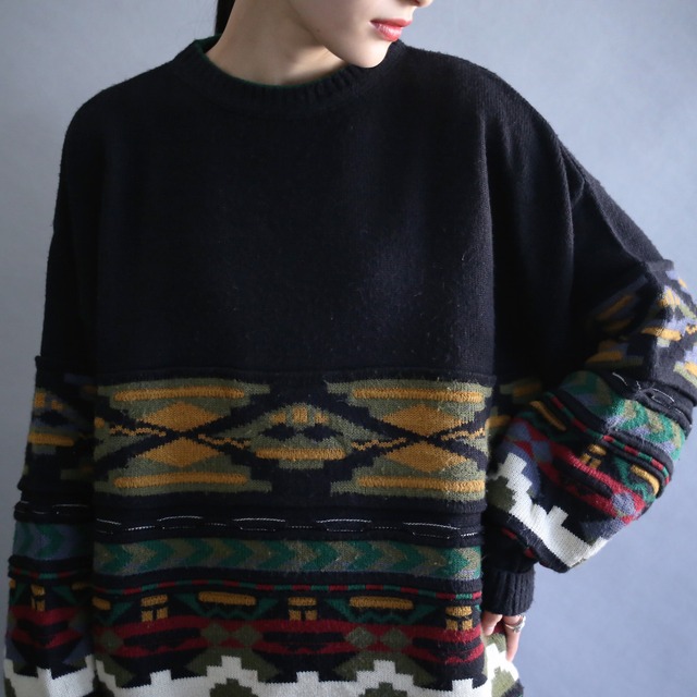 good coloring 3D knit pattern loose sweater