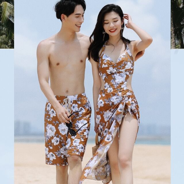 予約販売】水着 カップル水着 3点セット ペアルック メンズ レディース