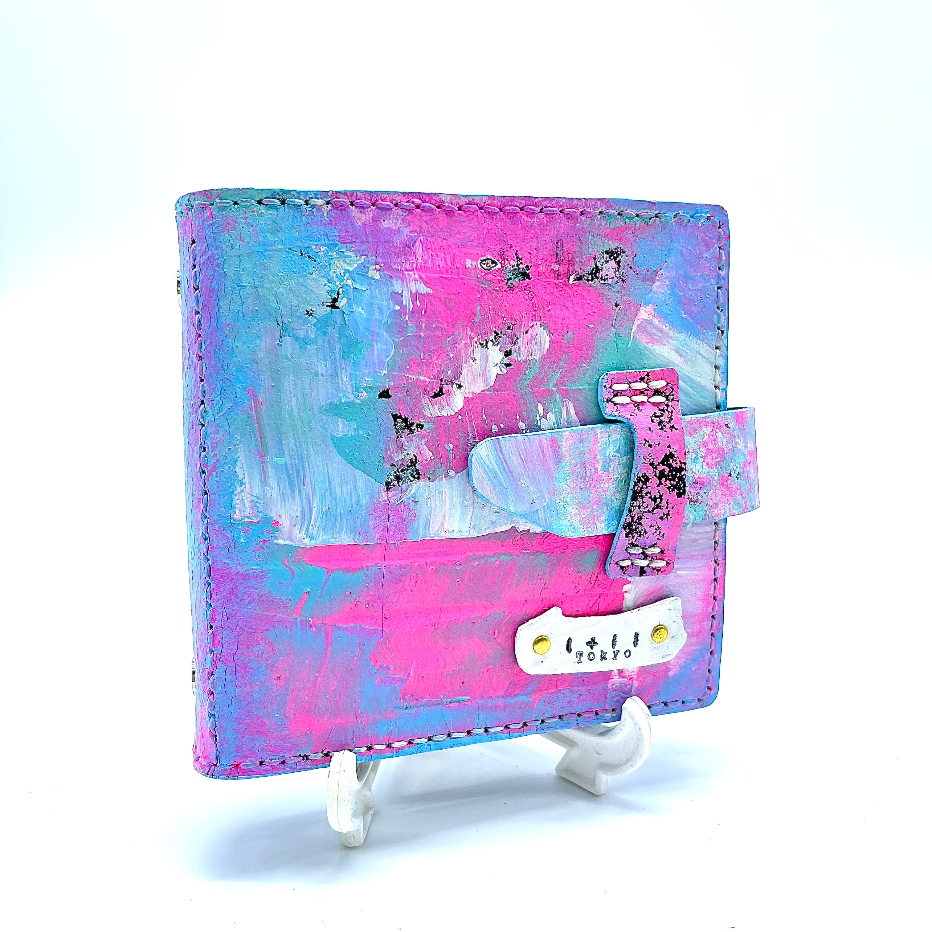 革micro5スクエアバインダー手帳　ピンクからの湯気と水蒸気　本革