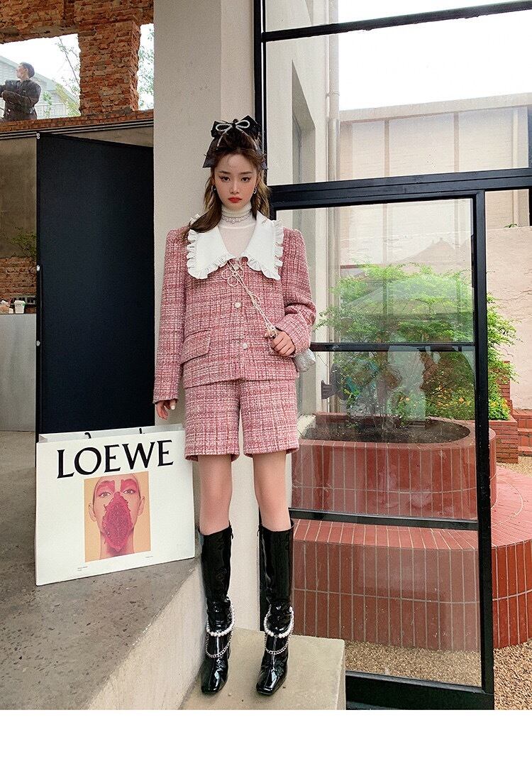 ☆サイズ【セットアップ】スーツ ピンク ジャケット ズボン ハーフ