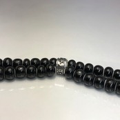 LEATHER BRACELET WHITE HEART BEADS [BLACK] / レザーブレスレット ホワイトハート・ブラック