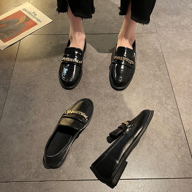 レザースプリングオータムレッドシングルブラックスタイル 靴 シューズ ローファー 春物 秋物 部族の婦人靴63518999569