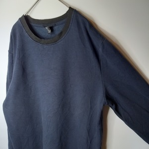 21MEN　クルーネック　裾ジップ　スウェット　トレーナー　無地　ネイビー　M