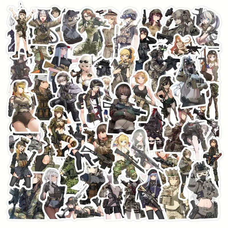 新品：女性兵士 ステッカー 50枚セット PVC 防水(A0238) | mirisapo
