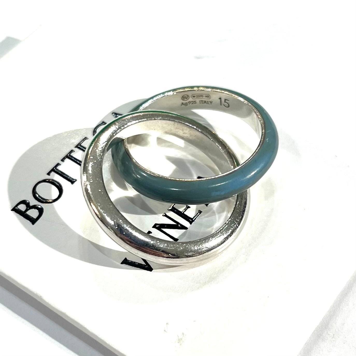 BOTTEGA VENETA リング　シルバー　リング　水色　21号 BOTTEGA VENETA】【15号】Interlocking Double Rings VINTAGE ボッテガ