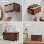 天然木 壁掛け ティッシュボックス 収納ボックス 多機能 バスルーム リビング 木製 ウォールマウント ナチュラル インテリア