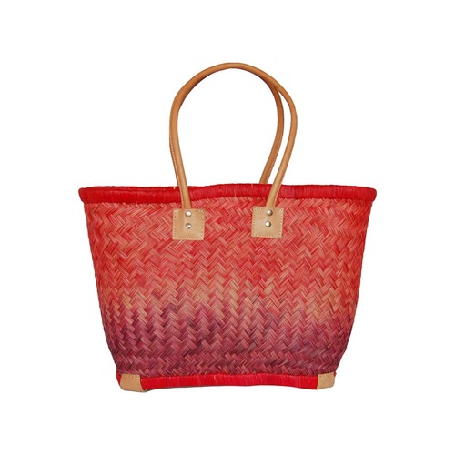 【かごバッグ】M パニエM / ロングハンドル Red x Red-Purple /マルシェバッグ