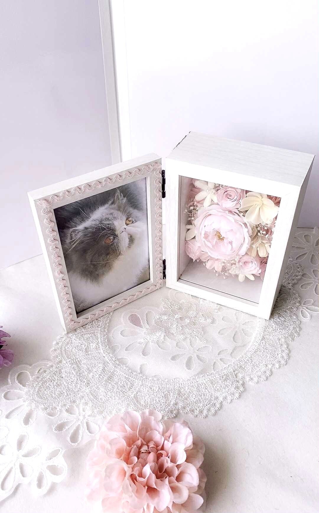 ことばの花束フラワーフレーム【PE-604】約14.5×21.5㎝│木枠両面ガラスフレーム│贈り物｜写真│名入れ│メッセージ対応｜記念日│誕生日ギフトに