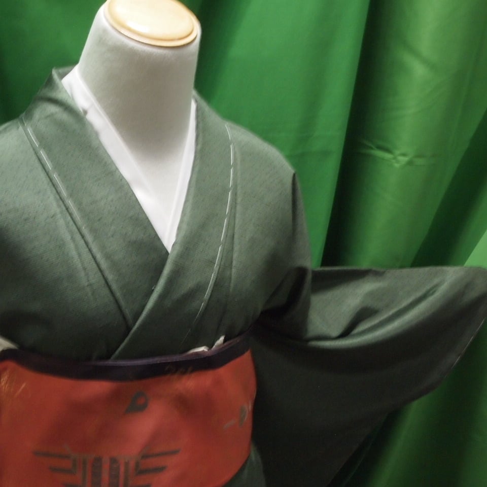 薩摩結城紬 深緑色の無地 | ひふみ屋