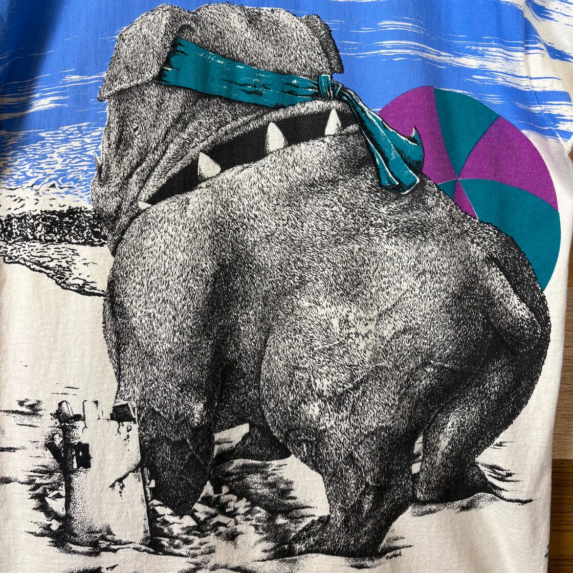 USA製 90s BAD DOG ブルドッグ 両面 大判プリント T-sh Tシャツ サイズ 