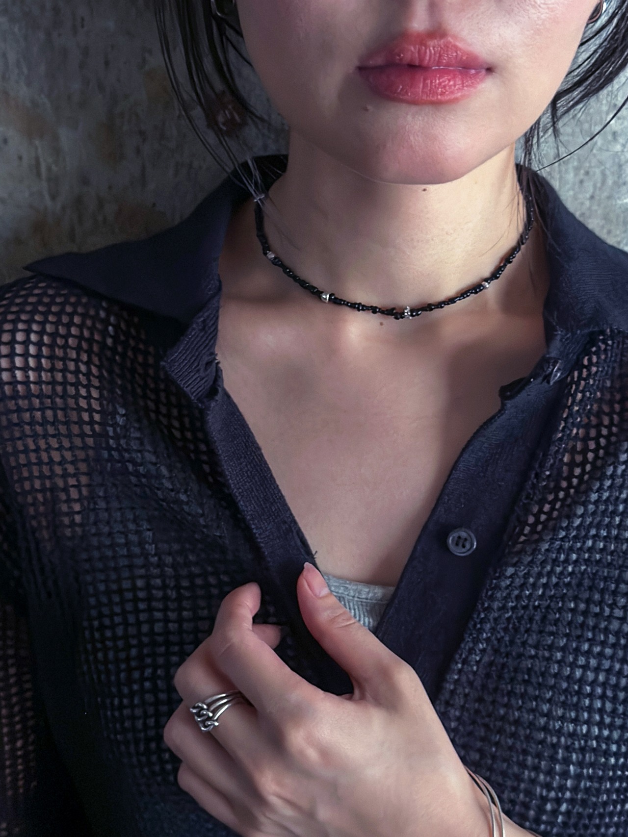 tay original／Vintage Karen tribe beads choker (BLACK)　