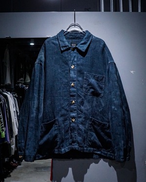 【add (C) vintage】Beautiful Dyed Vintage Loose Linen Jacket