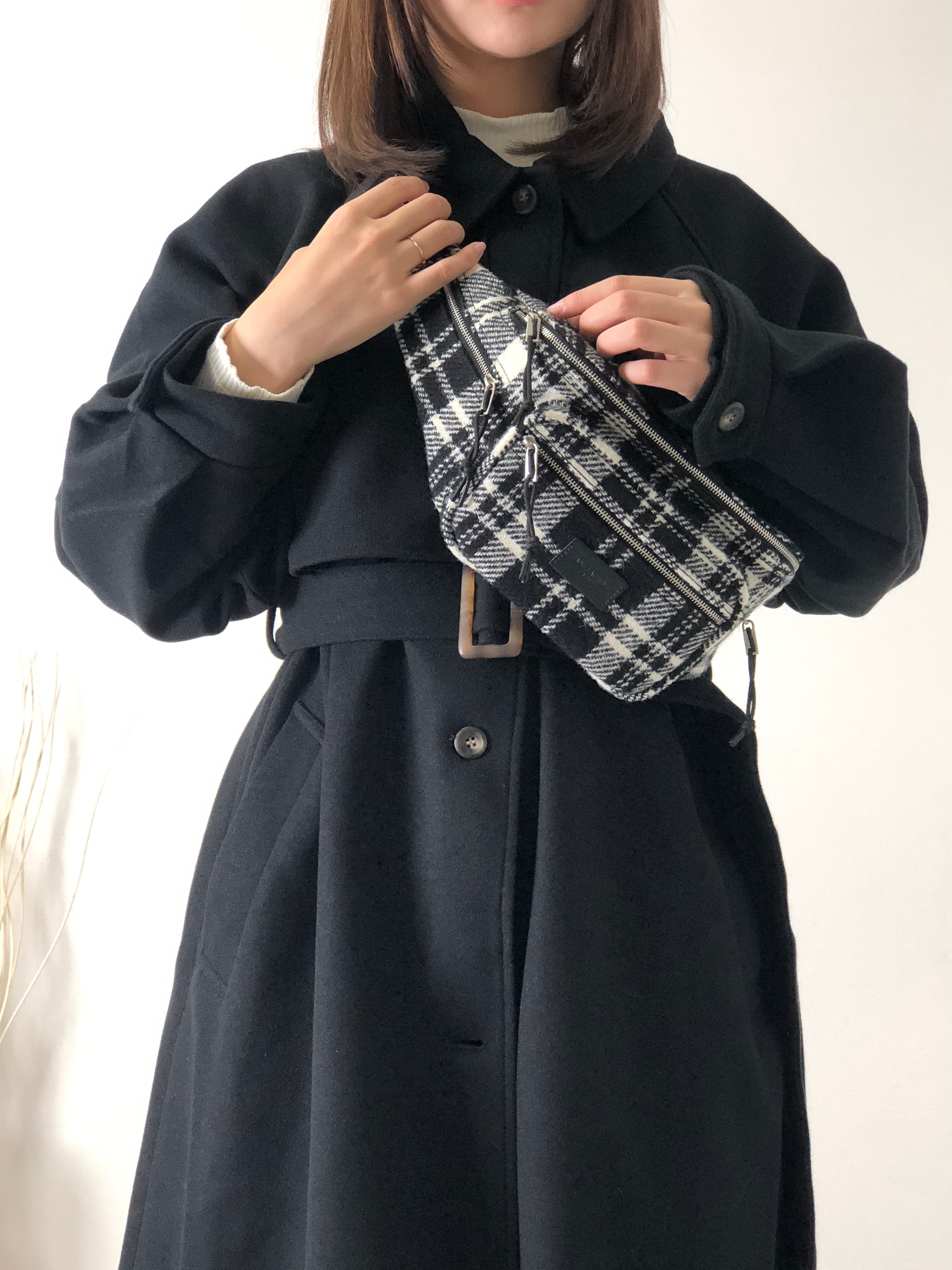 希少☆SAINT LAURENT　ボディバッグ　チェック　モノクロ SAINTLAURENT PARIS サンローラン チェック YSL BAG NY RIP BODYB