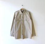 USA製 ディッキーズ ワークシャツ 長袖シャツ ベージュ メンズM相当 ヴィンテージ Dickies アメリカ 古着 @CA0497