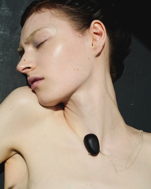 Wood stone necklace