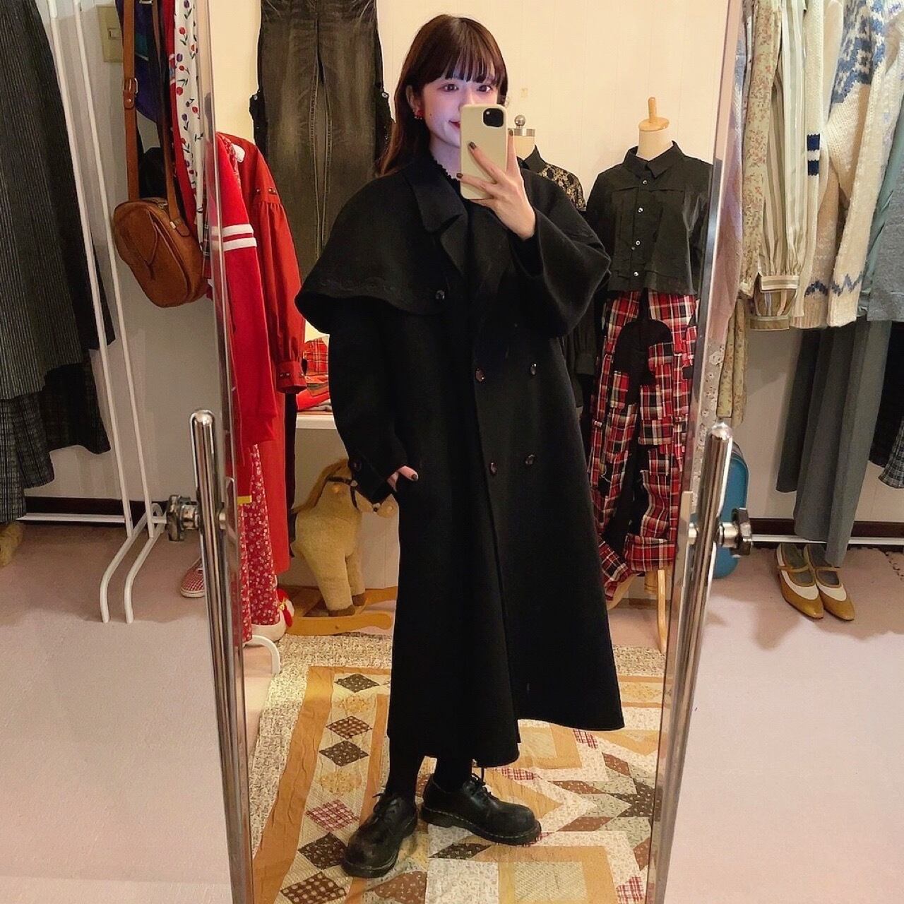 black cape chester coat