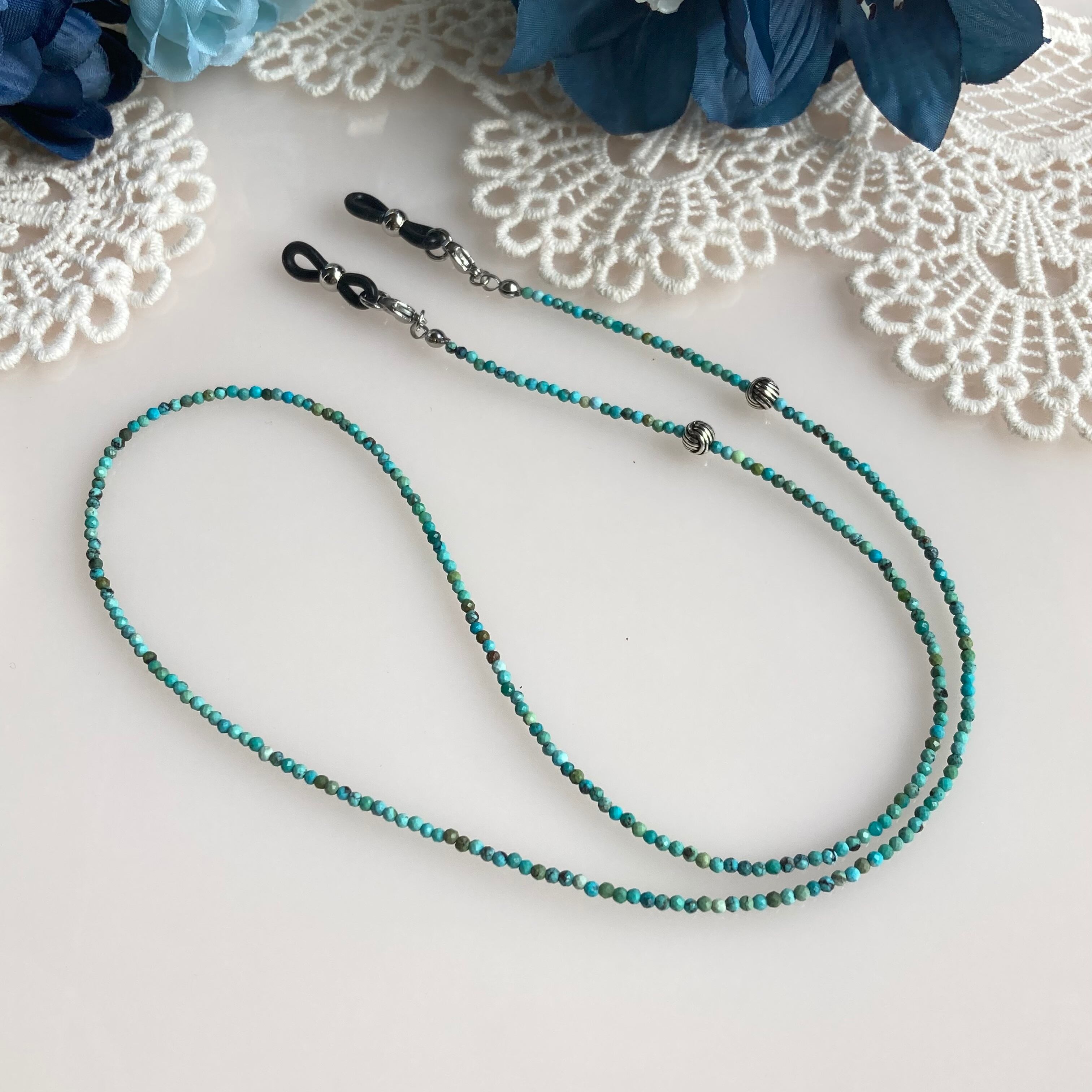 ☆379❤️ ターコイズ　クローバー　シルバー　マスクチェーン　メガネチェーン ☆379❤️ ターコイズ クローバー シルバー マスクチェーン メガネ