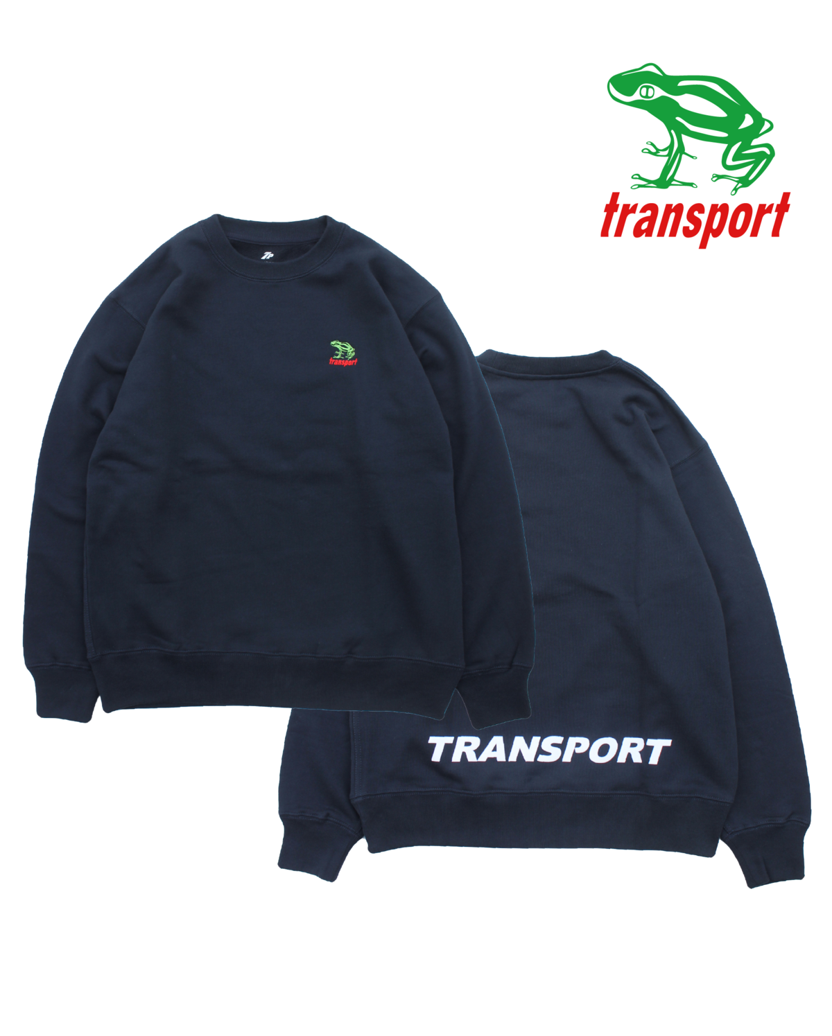 TRANSPORT FROG EMBROIDERY SWEAT NAVY | EACHTIME. / EZ DO MARKET
