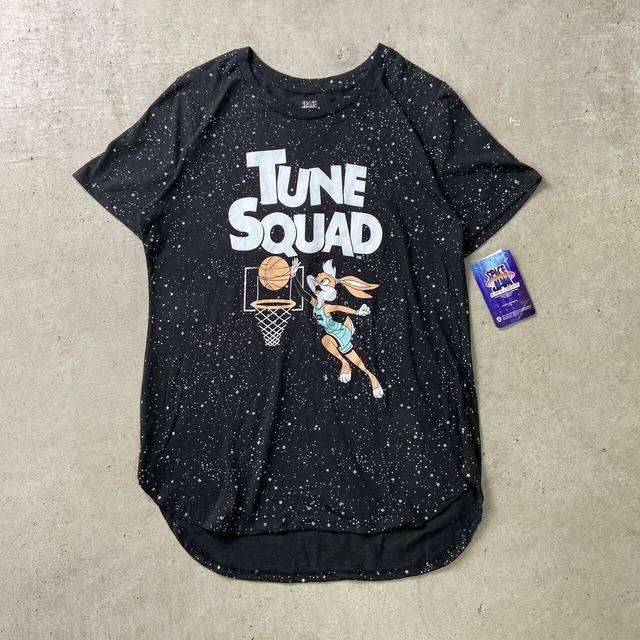 DEADSTOCK NOS SPACE JAM スペースジャム TUNE SQUAD ルーニー・テューンズ キャラクター プリントTシャツ レディースM-L相当 古着 WARNER BROS. ワーナーブラザーズ 映画 宇宙柄 黒色【Tシャツ】/ブラック