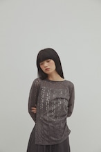 DU250726 Gather Knit Like Jacquard Tops