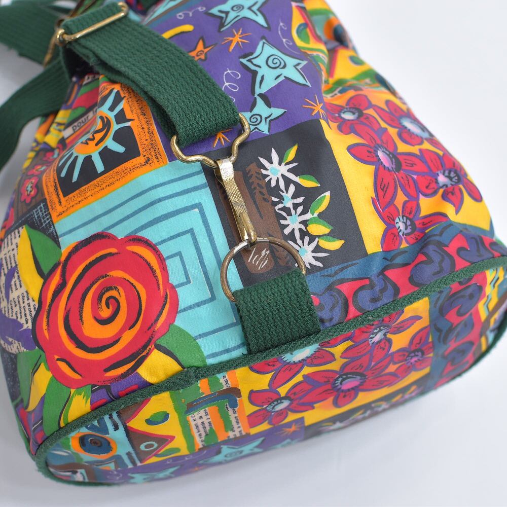 90s～ French design アート 総柄 パッチワーク 巾着 バケット