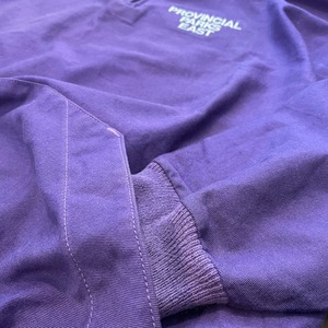 【BARBARIAN 】90s カナダ製 旧タグ ハーフジップ プルオーバー 刺繍 バックロゴ Lサイズ バーバリアン ラクビー US古着