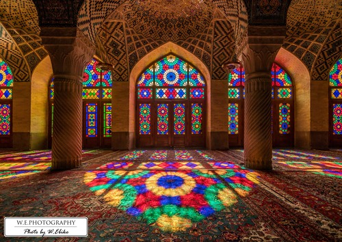 【送料無料】A4～A0版アート絶景写真「イラン - ピンクモスクのステンドグラス」