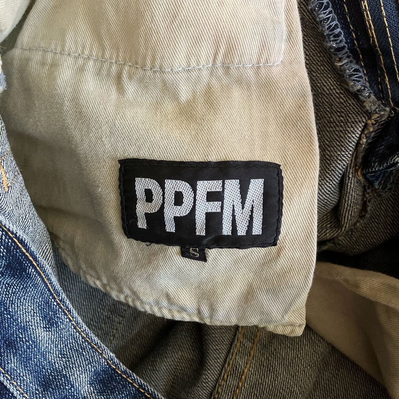 PPFM デニム パンツ ジーンズ ダブルウエスト ギミック Y2K 90s 00s