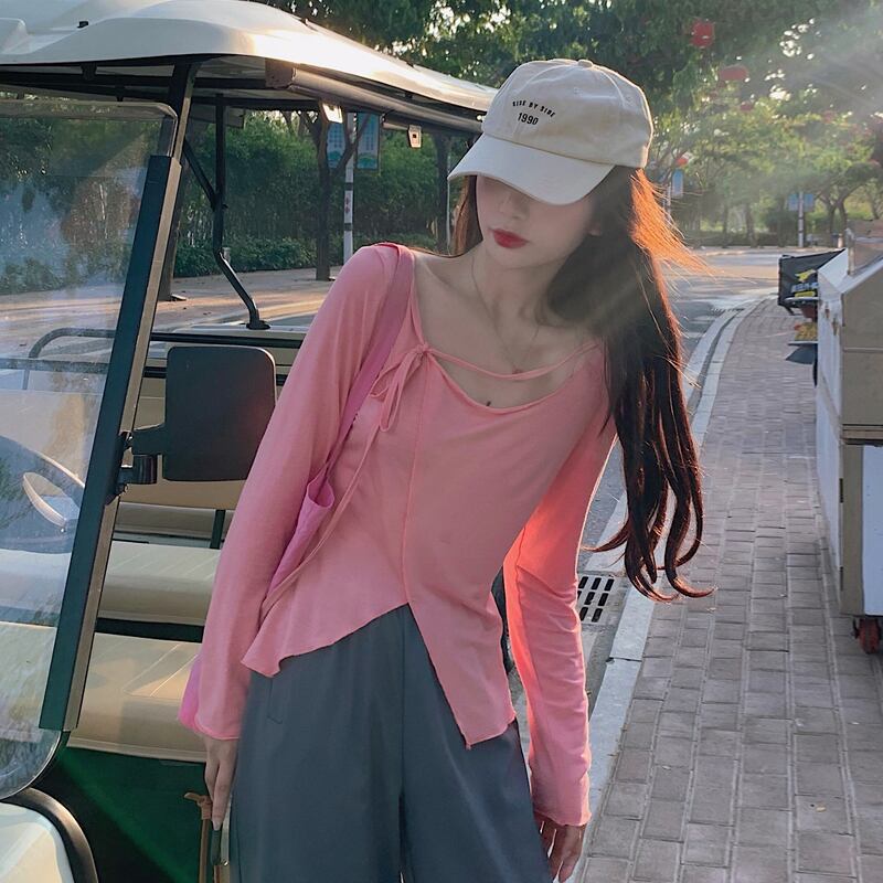 Tシャツ サマールーズ薄手 ロング ピンク 夏物 スーパーモール69595142016