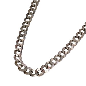 vintage silver flat link chain necklace made in italy