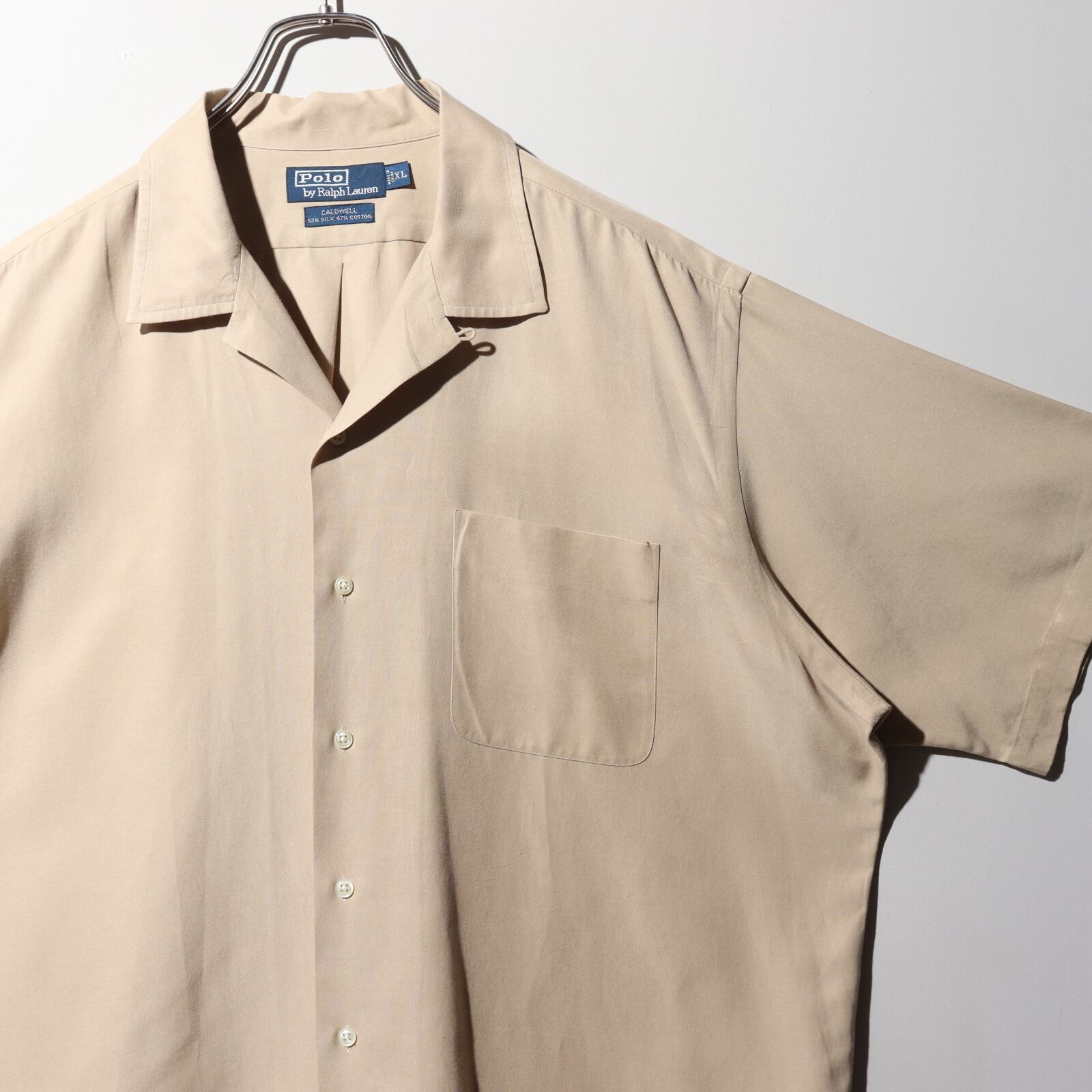 極美品 XL 完全無地 ベージュ シルクコットン Caldwell ポロラルフ 