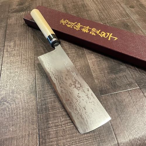 "Shuji Toyama"  nakiri 210mm  Suminagashi  Buffalo Magnolia Handle
